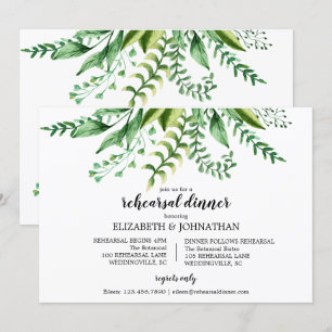 Elegant Green Botanical Wedding Rehearsal Dinner Invitation