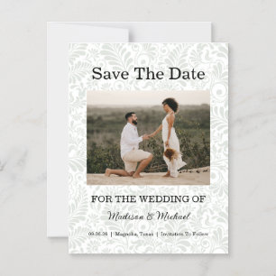 Elegant Green Botanical Wedding Save The Date Magnetic Invitation