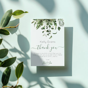 Elegant Green Botanical Wedding Thank You Card
