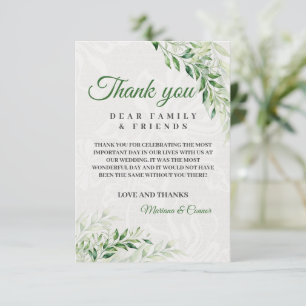 Elegant Green Botanical Wedding Thank You Card