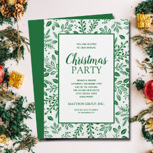 Elegant Green Botanicals Christmas Party Invitation