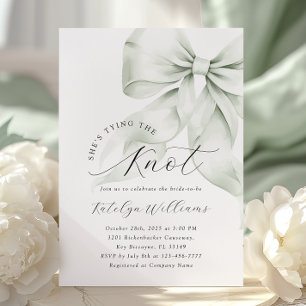 Elegant Green Bow Bridal Shower Invitation