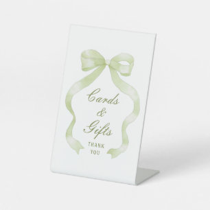 Elegant Green Bow Cards & Gifts Pedestal Sign