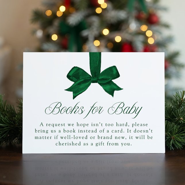 Elegant Green Bow Christmas Books For Baby Enclosure Card (Creator Uploaded)