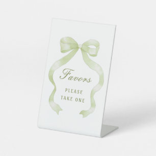Elegant Green Bow Favours Pedestal Sign