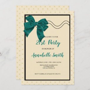 elegant green bow sweet 21st invitation