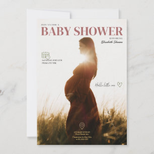 Elegant Green & Brown Minimalist, With Photo   Invitation