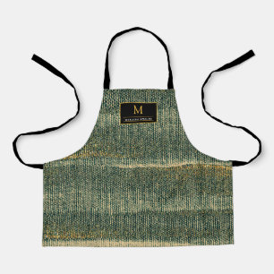 Elegant Green Brush with gold and black  Apron