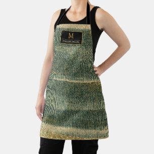 Elegant Green Brush with gold and black Apron