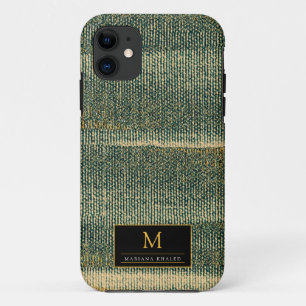 Elegant Green Brush with gold and black  iPhone 11 Case