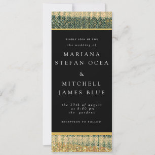 Elegant Green Brush with gold and black Invitation