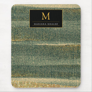 Elegant Green Brush with gold and black Mouse Mat