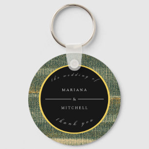 Elegant Green Brush with gold and black  Round  Key Ring