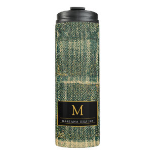 Elegant Green Brush with gold and black Thermal Tumbler