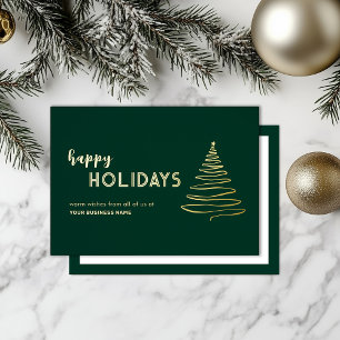 Elegant Green Business  Foil Holiday Card