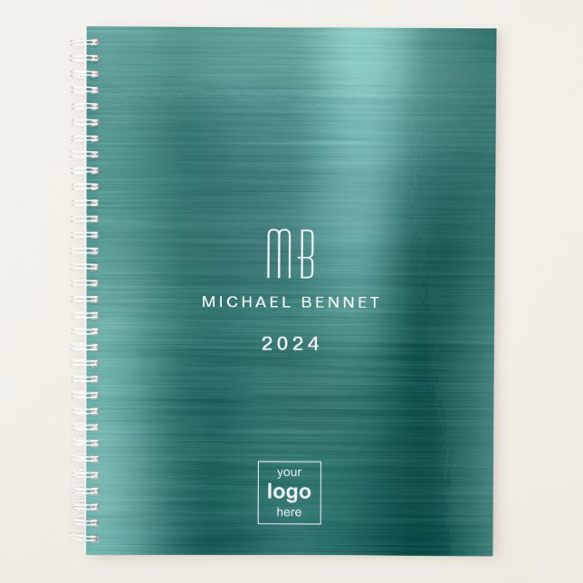 Elegant Green Business Logo 2024  Planner (Front)