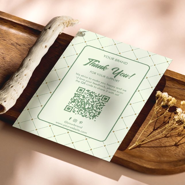 Elegant Green Business Thank You Card with QR-code (Creator Uploaded)
