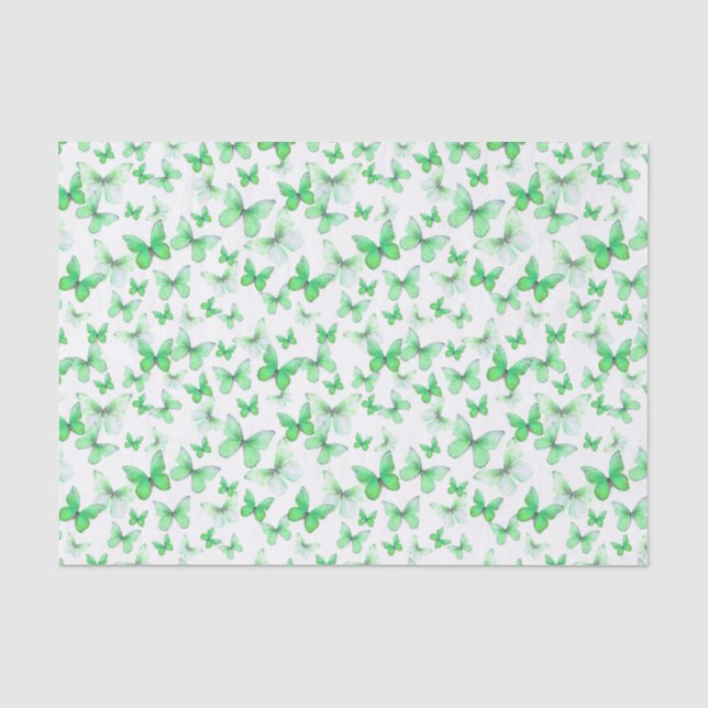 Elegant Green Butterflies Pattern  Tissue Paper (Front)
