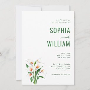 Elegant Green Calla Lilies Invitation