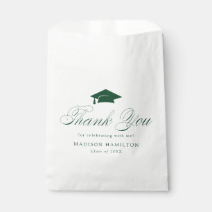 Elegant Green Calligraphy Graduation Thank You Favour Bags