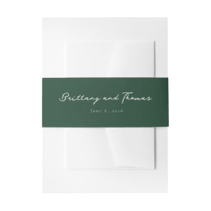 Elegant Green Calligraphy Invitation Belly Band