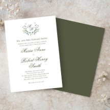 Elegant Green Calligraphy Script Monogram Wedding
