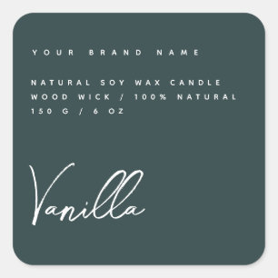 Elegant green candle product label