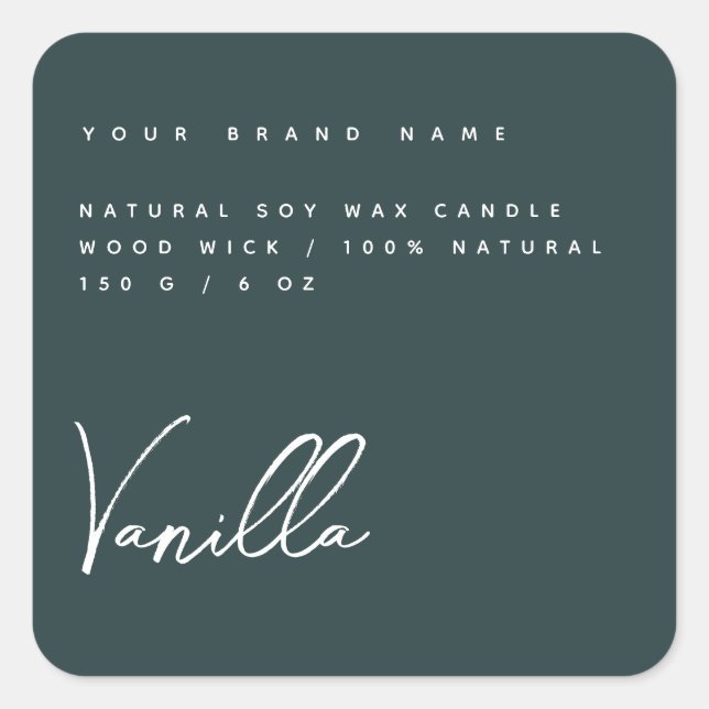Elegant green candle product label (Front)