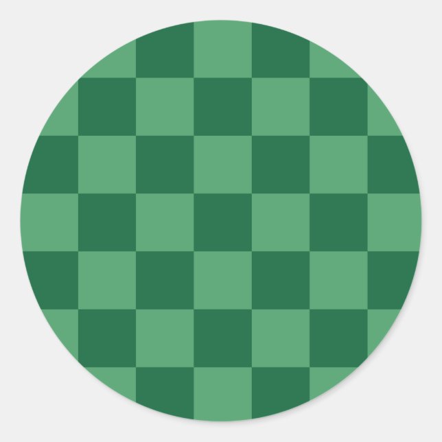 Elegant Green Checkerboard Design Classic Round Sticker (Front)