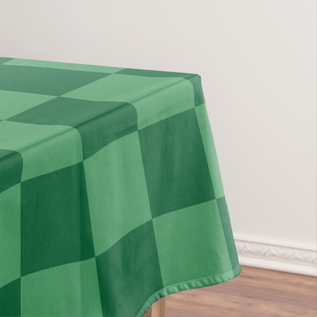 Elegant Green Checkerboard Design Tablecloth (In Situ)