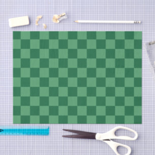 Elegant Green Chequerboard Design Tissue Paper