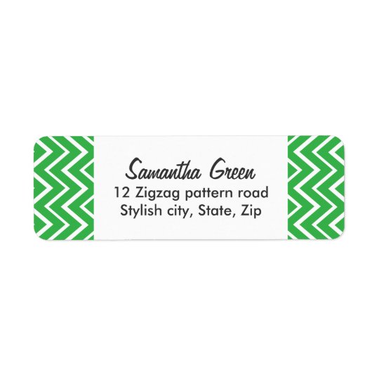 Elegant green chevron zigzag pattern custom return address label