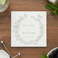 Elegant Green Chinoiserie Bird Crest Wedding