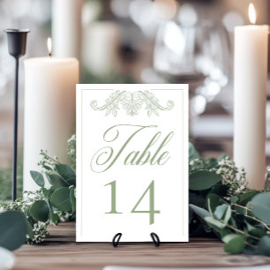 Elegant Green Chinoiserie Bird Crest Wedding Table Number