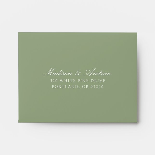 Elegant Green Chinoiserie Floral Wedding RSVP Envelope (Front)