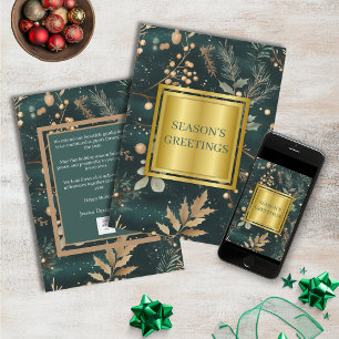 Elegant Green Christmas Botanical Business Holiday Card