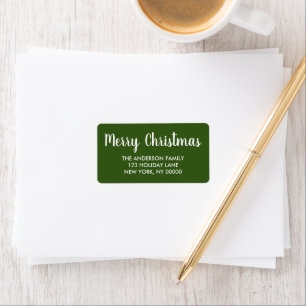 Elegant Green Christmas Custom Family Address Label