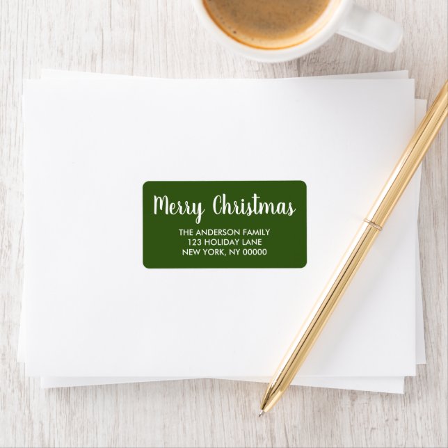 Elegant Green Christmas Custom Family Address  Label (Insitu)