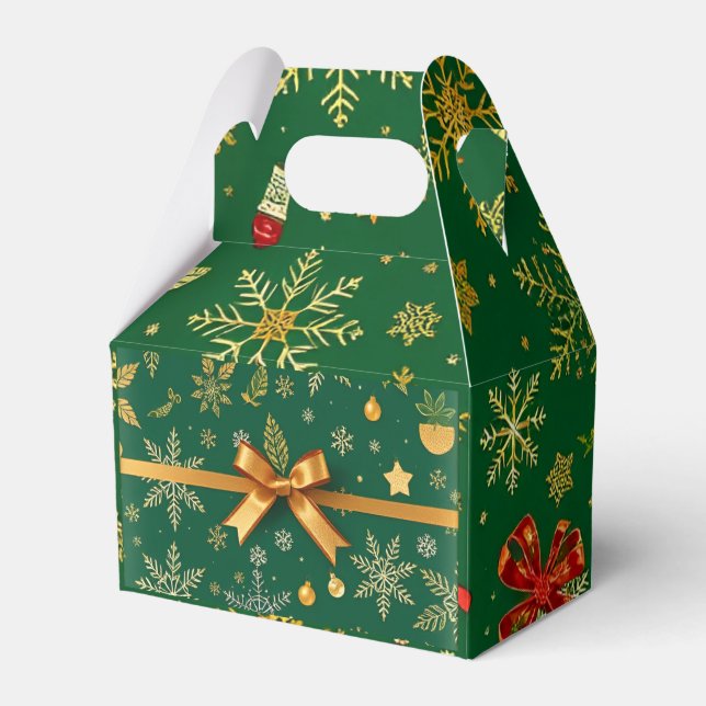 Elegant Green Christmas Favour Box (Front Side)