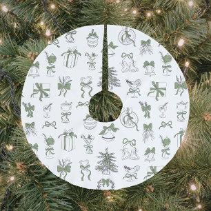 Elegant Green Christmas Holiday Brushed Polyester Tree Skirt