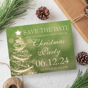 Elegant Green Christmas Party Save The Date Announcement Postcard