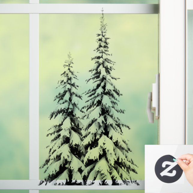Elegant Green Christmas Tree Window Cling (Home)