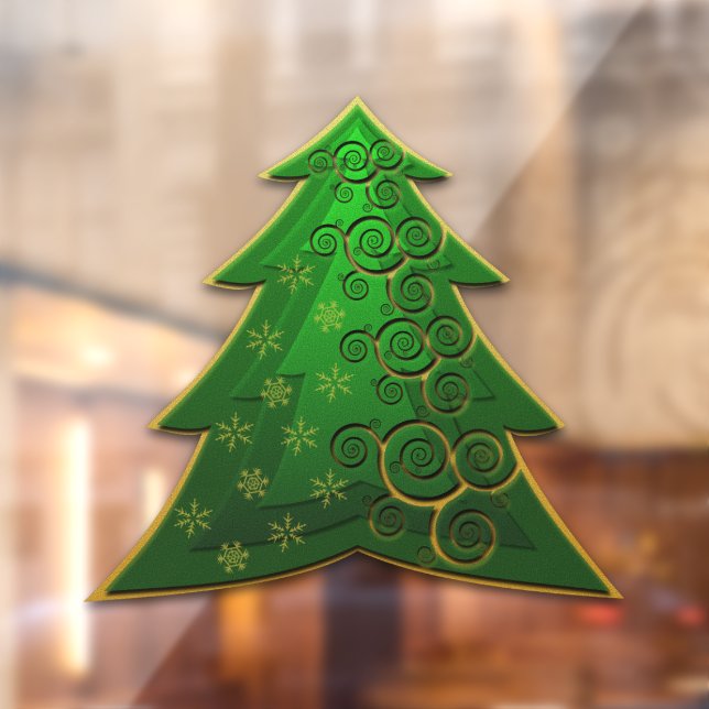 Elegant Green Christmas Tree Window Cling (Sheet 2)