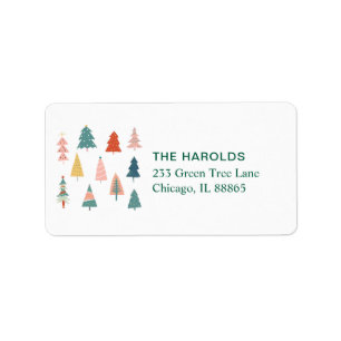 Elegant Green Christmas Trees Holiday Label