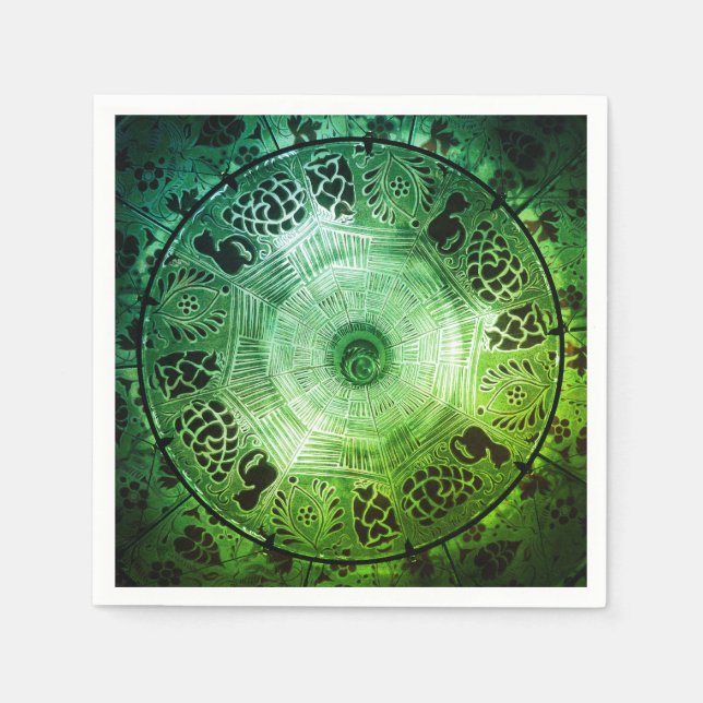 Elegant Green Circle Art Paper Napkin (Front)