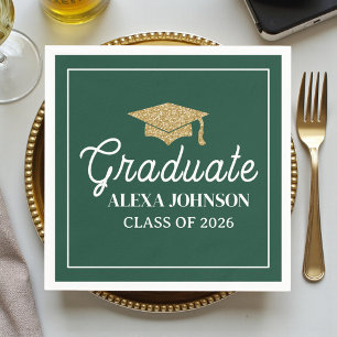 Elegant Green Class Of 2026 Graduation Napkin