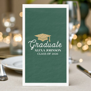 Elegant Green Class Of 2026 Graduation Napkin
