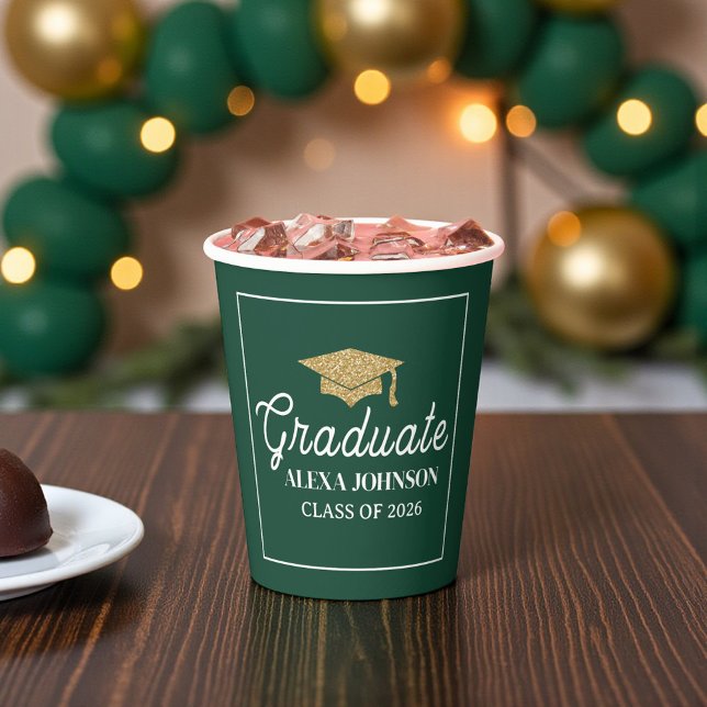 Elegant Green Class Of 2026 Graduation Paper Cups (Creator Uploaded)