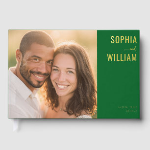 Elegant Green Classic Photo Guest Book