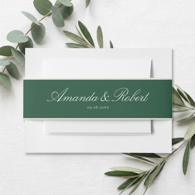 Elegant Green Classy Wedding Invitation Belly Band (Creator Uploaded)